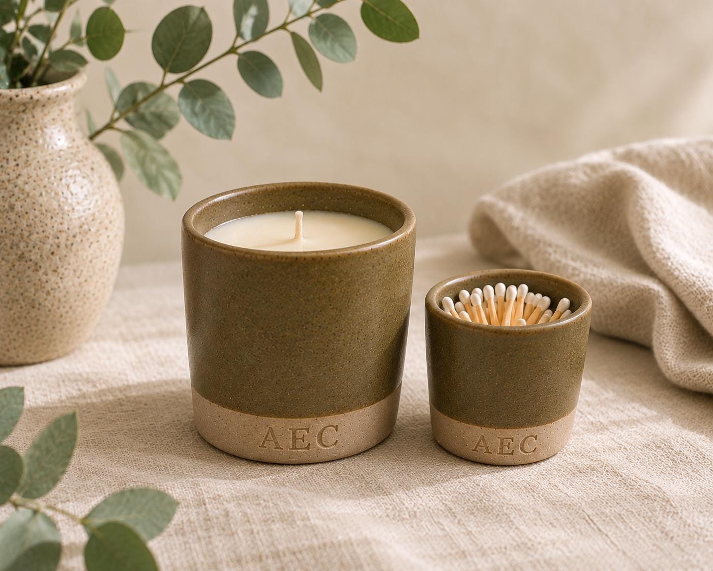 Refillable Ceramic Candle, Large Candle Starter Kit, Handmade Candle, Ceramic Candle Gift, Home Fragrance, Luxury Candle, Candle with Refill