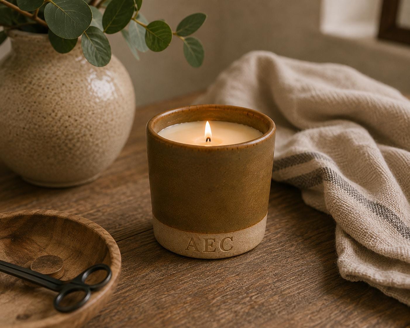 Refillable Ceramic Candle, Large Handmade Candle, Ceramic Candle Gift, Home Fragrance, Candle Insert, Luxury Candle