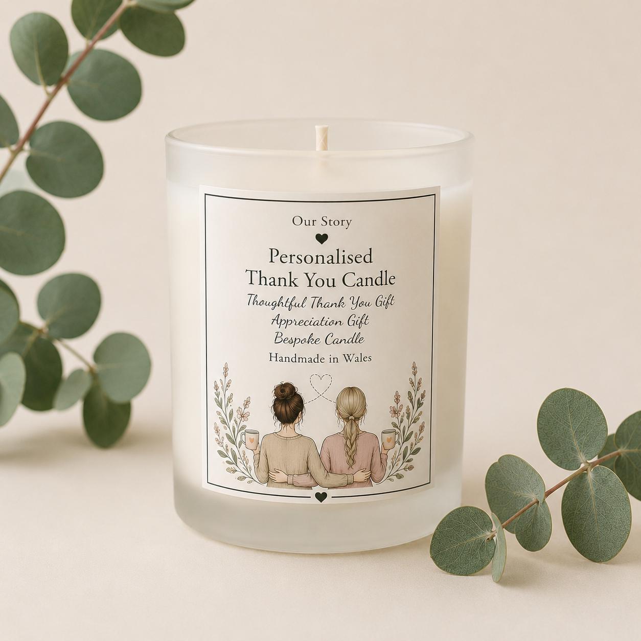 Personalised Thank You Story Candle, Thoughtful Thank You Gift, Custom Candle, Appreciation Gift
