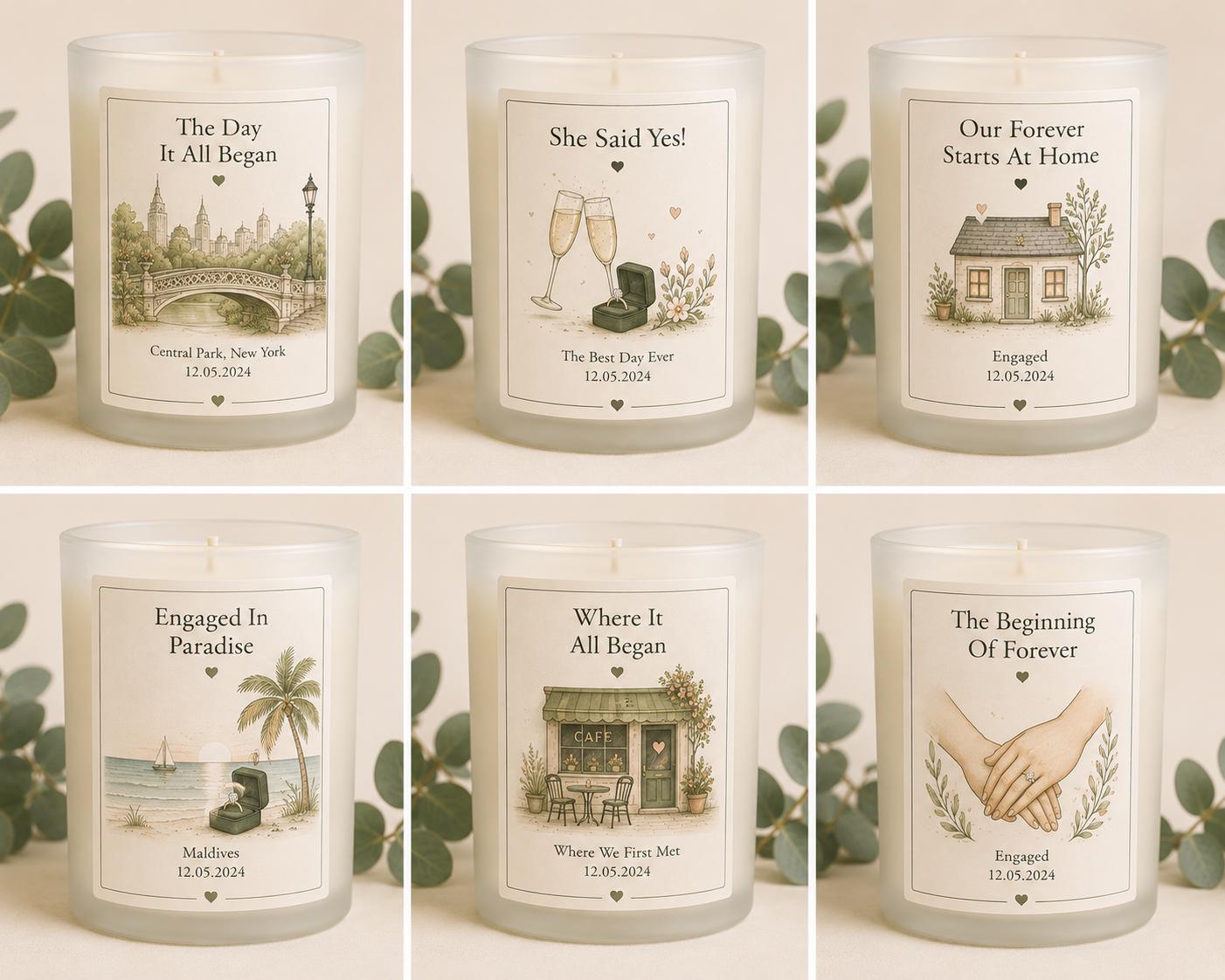 Personalised Engagement Candle, Engagement Gift for Couple, Newly Engaged Gift, Proposal Keepsake, Engagement Present