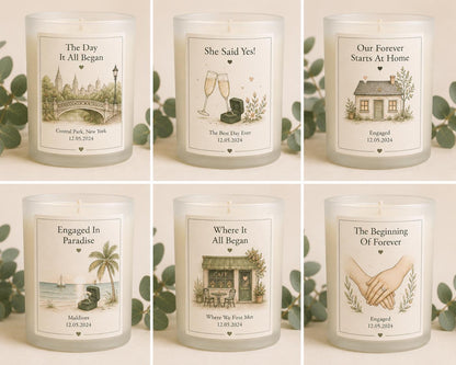 Personalised Engagement Candle, Engagement Gift for Couple, Newly Engaged Gift, Proposal Keepsake, Engagement Present