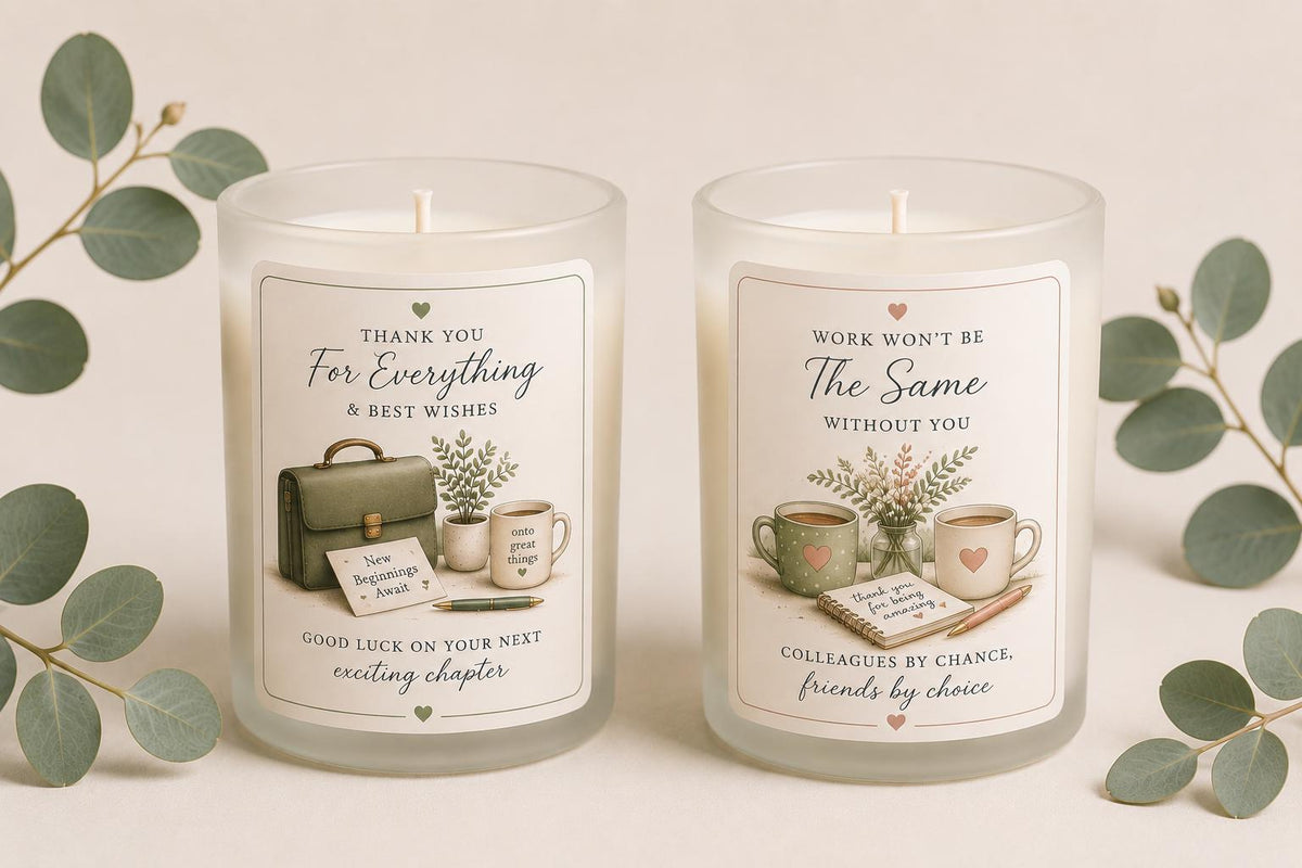 Personalised Leaving Gift Candle, Retirement Gift, Colleague Leaving Gift, New Job Gift, Good Luck Gift
