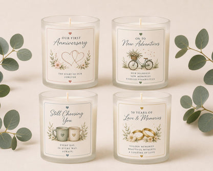 Personalised Anniversary Candle, Anniversary Gift for Couple, Gift for Wife, Gift for Husband, Wedding Anniversary Gift