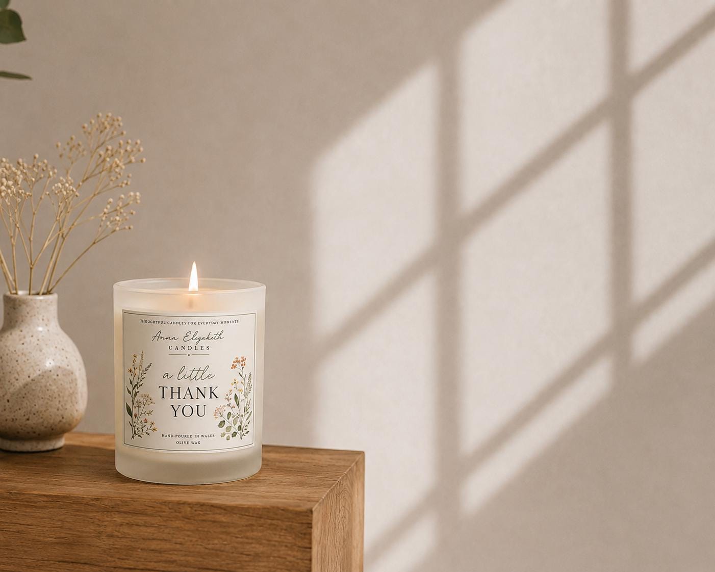 Thank You Candle, Thank You Gift, Appreciation Gift, Handmade Candle, Gift for Her, Olive Wax Candle, Hand Poured in Wales