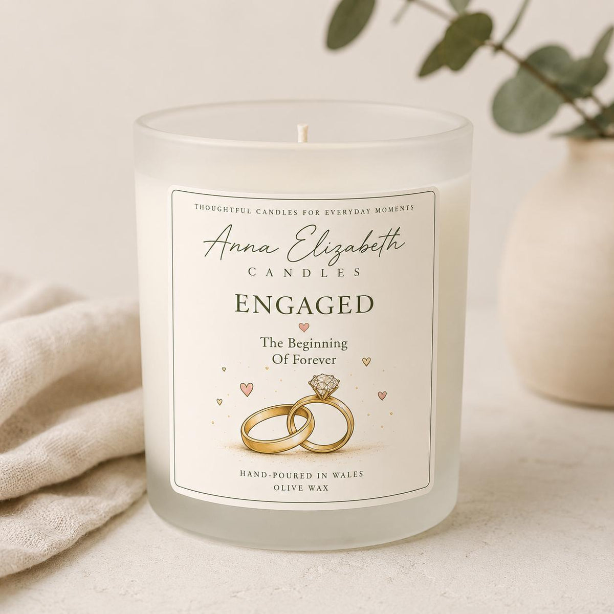 Engagement Candle, Engagement Gift, Newly Engaged Gift, Bride to Be Gift, Congratulations Gift, Wedding Gift, Handmade Candle