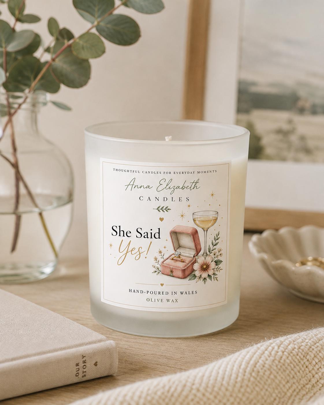 Engagement Gift, She Said Yes Candle, Newly Engaged Gift, Bride to Be Gift, Engagement Candle, Congratulations Gift for Couple