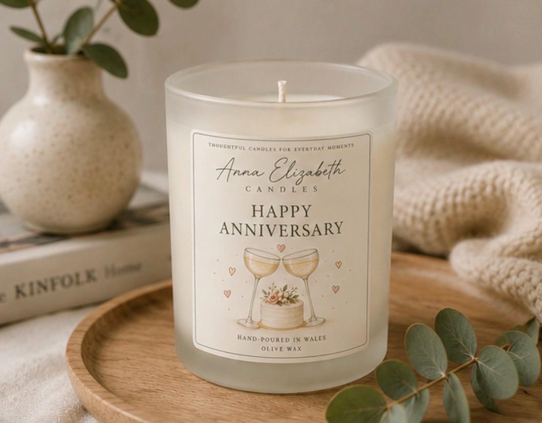 Anniversary Candle, Anniversary Gift for Couple, Wedding Anniversary Gift, Gift for Wife, Gift for Husband, Happy Anniversary Gift