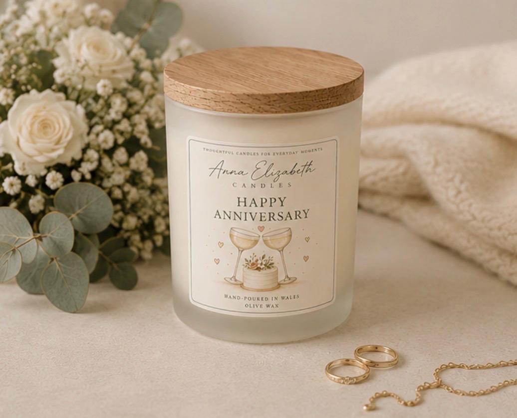 Anniversary Candle, Anniversary Gift for Couple, Wedding Anniversary Gift, Gift for Wife, Gift for Husband, Happy Anniversary Gift
