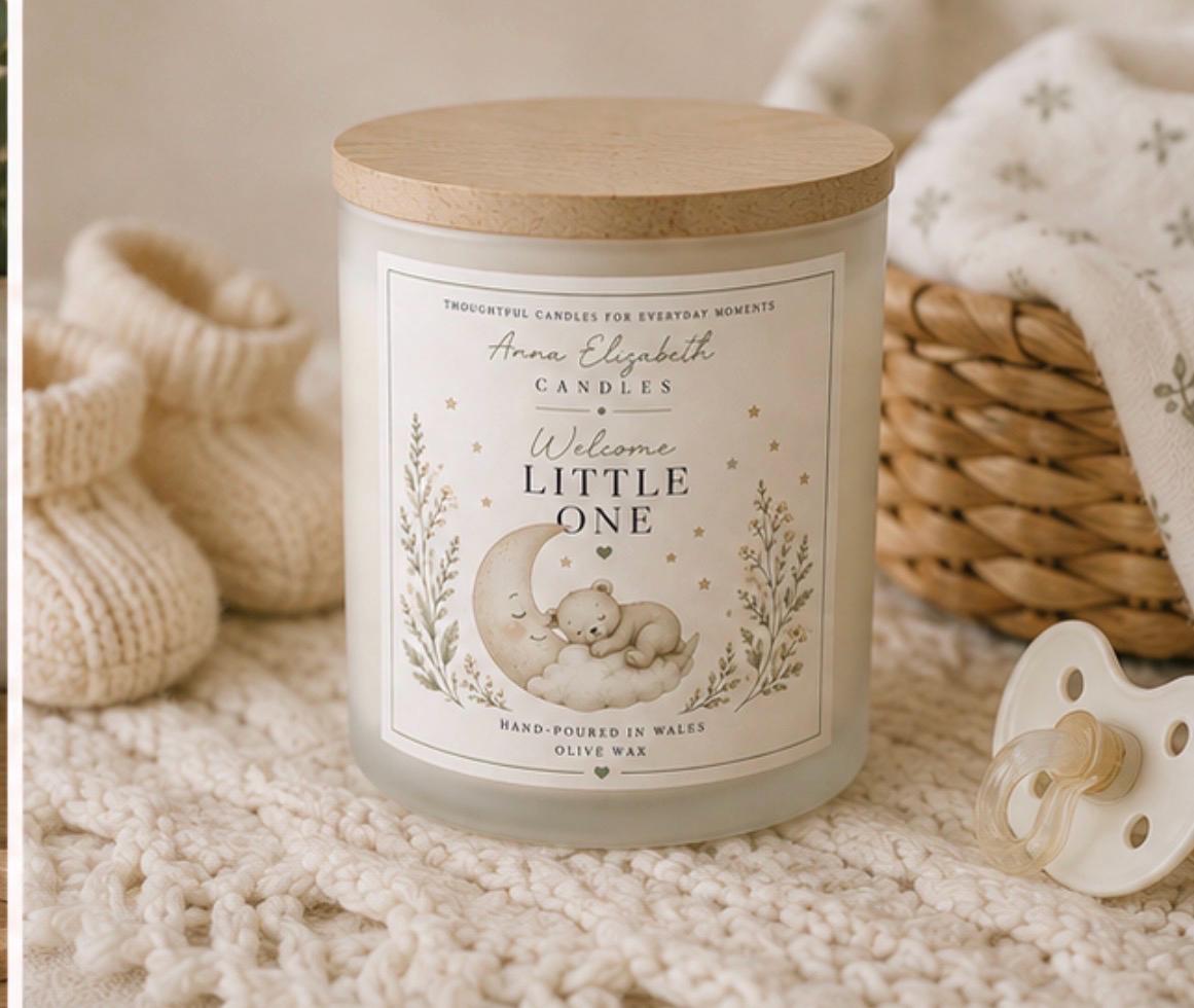 New Baby Gift, New Mum Candle, New Parents Gift, Welcome Little One Candle, Baby Shower Gift, Newborn Gift, Handmade in Wales