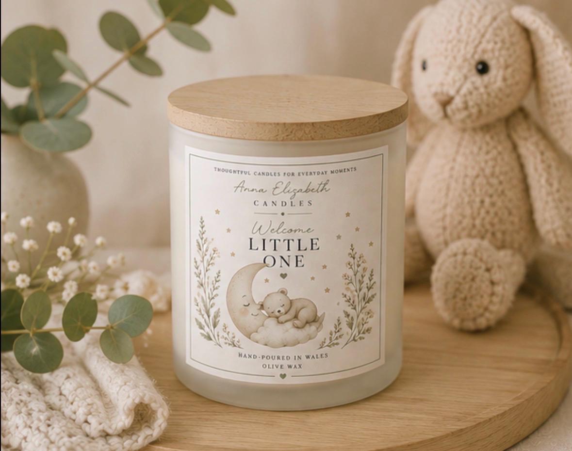 New Baby Gift, New Mum Candle, New Parents Gift, Welcome Little One Candle, Baby Shower Gift, Newborn Gift, Handmade in Wales
