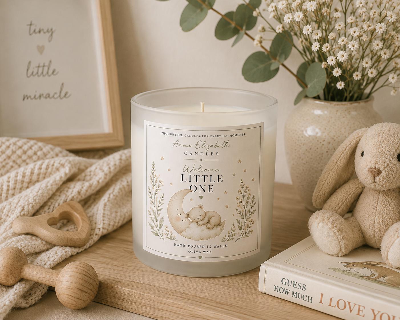New Baby Gift, New Mum Candle, New Parents Gift, Welcome Little One Candle, Baby Shower Gift, Newborn Gift, Handmade in Wales