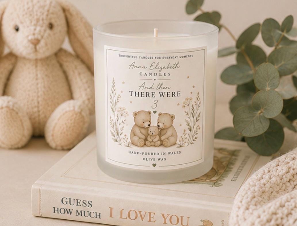 New Baby Gift, And Then There Were Three Candle, New Parents Gift, New Mum Gift, Newborn Baby Gift, Baby Shower Gift