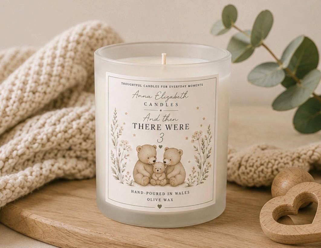 New Baby Gift, And Then There Were Three Candle, New Parents Gift, New Mum Gift, Newborn Baby Gift, Baby Shower Gift