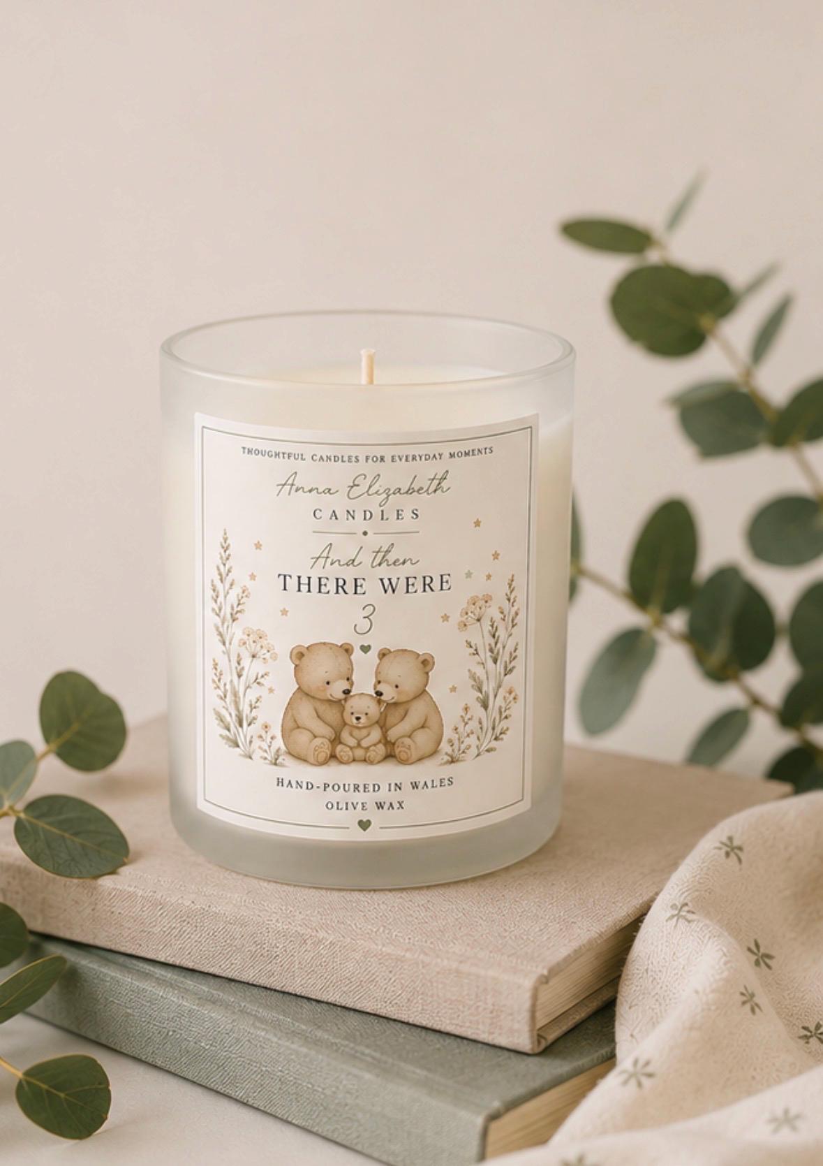 New Baby Gift, And Then There Were Three Candle, New Parents Gift, New Mum Gift, Newborn Baby Gift, Baby Shower Gift