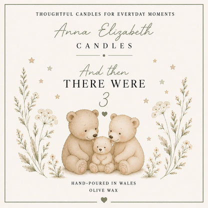 New Baby Gift, And Then There Were Three Candle, New Parents Gift, New Mum Gift, Newborn Baby Gift, Baby Shower Gift