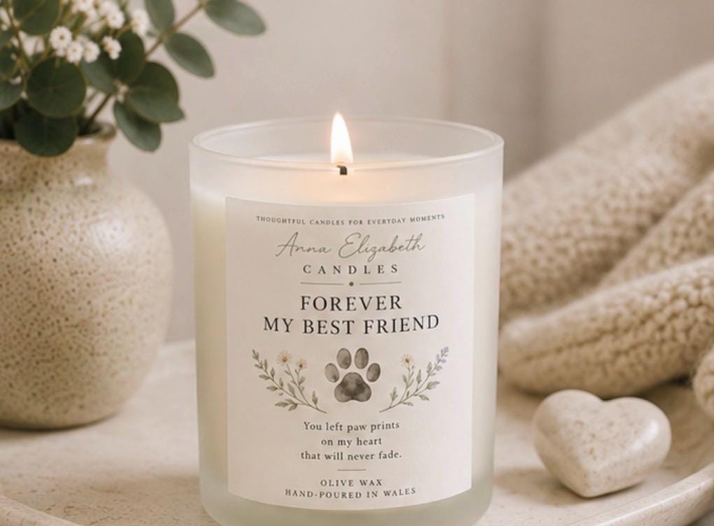 Pet Memorial Candle, Pet Loss Gift, Dog Memorial Gift, Cat Memorial Gift, Pet Bereavement Gift, Sympathy Candle, Forever My Best Friend