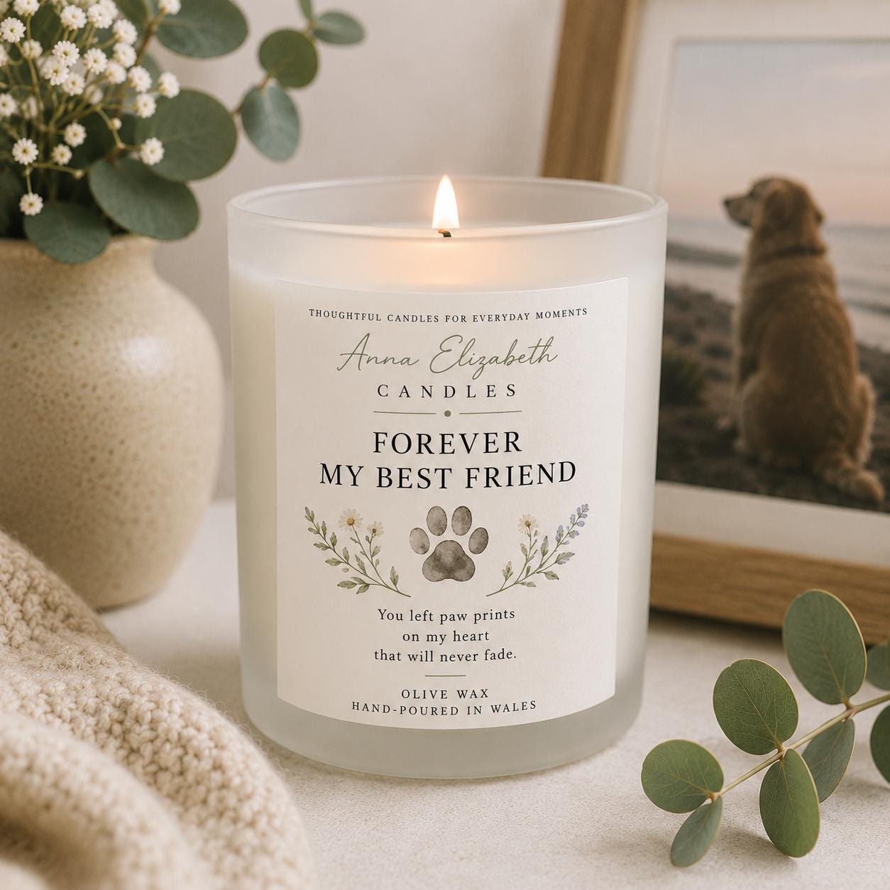 Pet Memorial Candle, Pet Loss Gift, Dog Memorial Gift, Cat Memorial Gift, Pet Bereavement Gift, Sympathy Candle, Forever My Best Friend