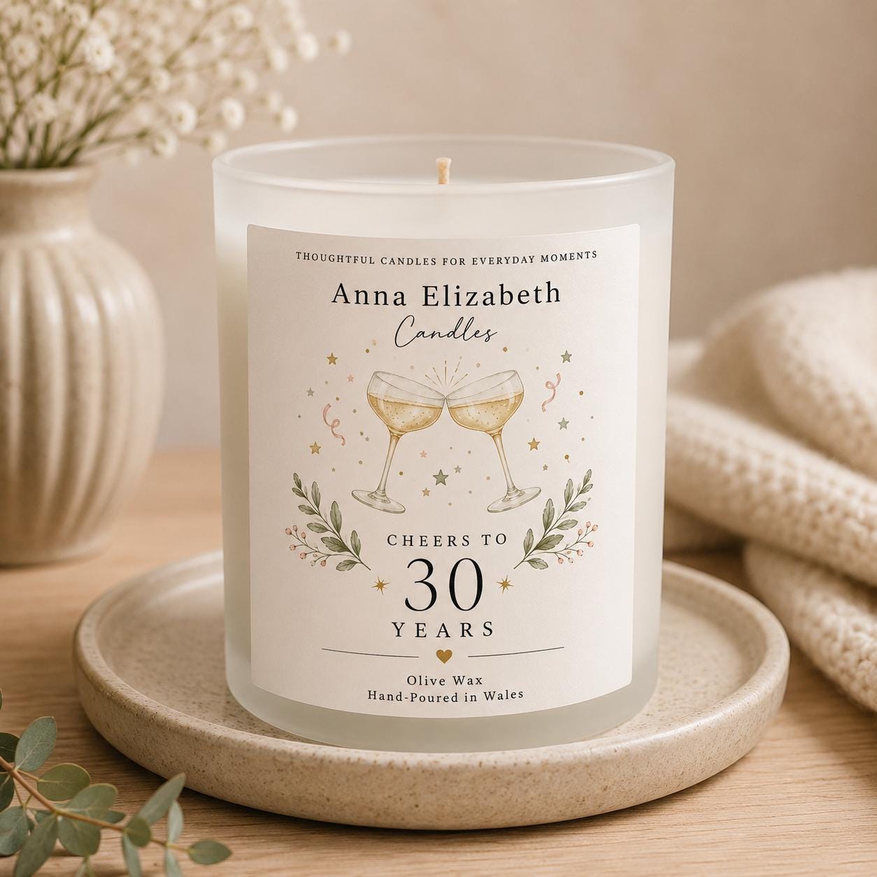Personalised Milestone Birthday Candle, 30th 40th 50th 60th Birthday Gift, Birthday Gift for Her, Custom Age Candle, Milestone Birthday