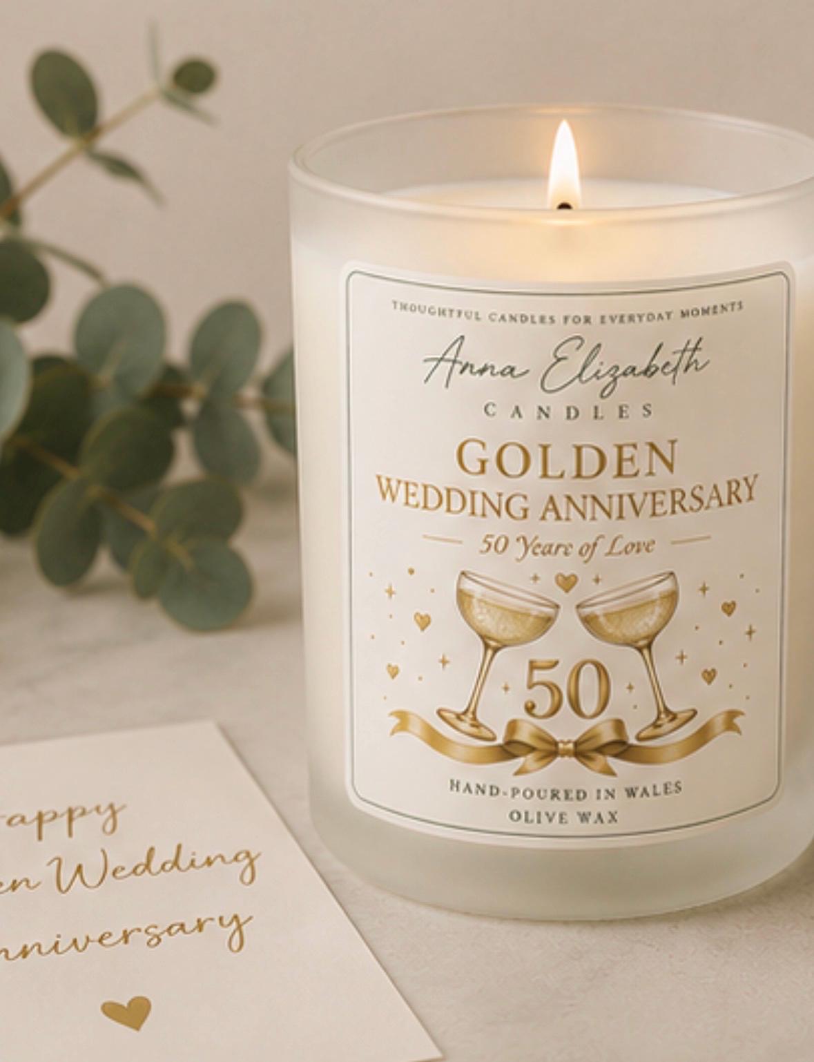 50th Wedding Anniversary Gift, Golden Wedding Anniversary Gift, 50 Years Married Gift, Anniversary Candle, Parents Anniversary Gift