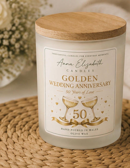 50th Wedding Anniversary Gift, Golden Wedding Anniversary Gift, 50 Years Married Gift, Anniversary Candle, Parents Anniversary Gift