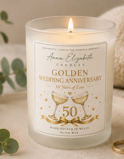 50th Wedding Anniversary Gift, Golden Wedding Anniversary Gift, 50 Years Married Gift, Anniversary Candle, Parents Anniversary Gift