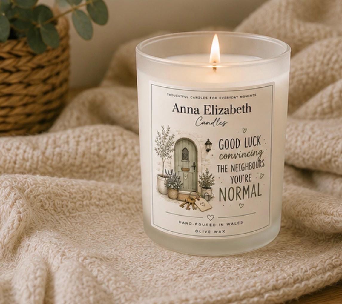 Funny New Home Candle, Housewarming Gift, New House Gift, Funny Moving Gift, New Home Gift for Friend, Neighbour Candle, Olive Wax Candle
