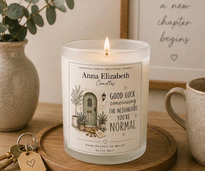 Funny New Home Candle, Housewarming Gift, New House Gift, Funny Moving Gift, New Home Gift for Friend, Neighbour Candle, Olive Wax Candle