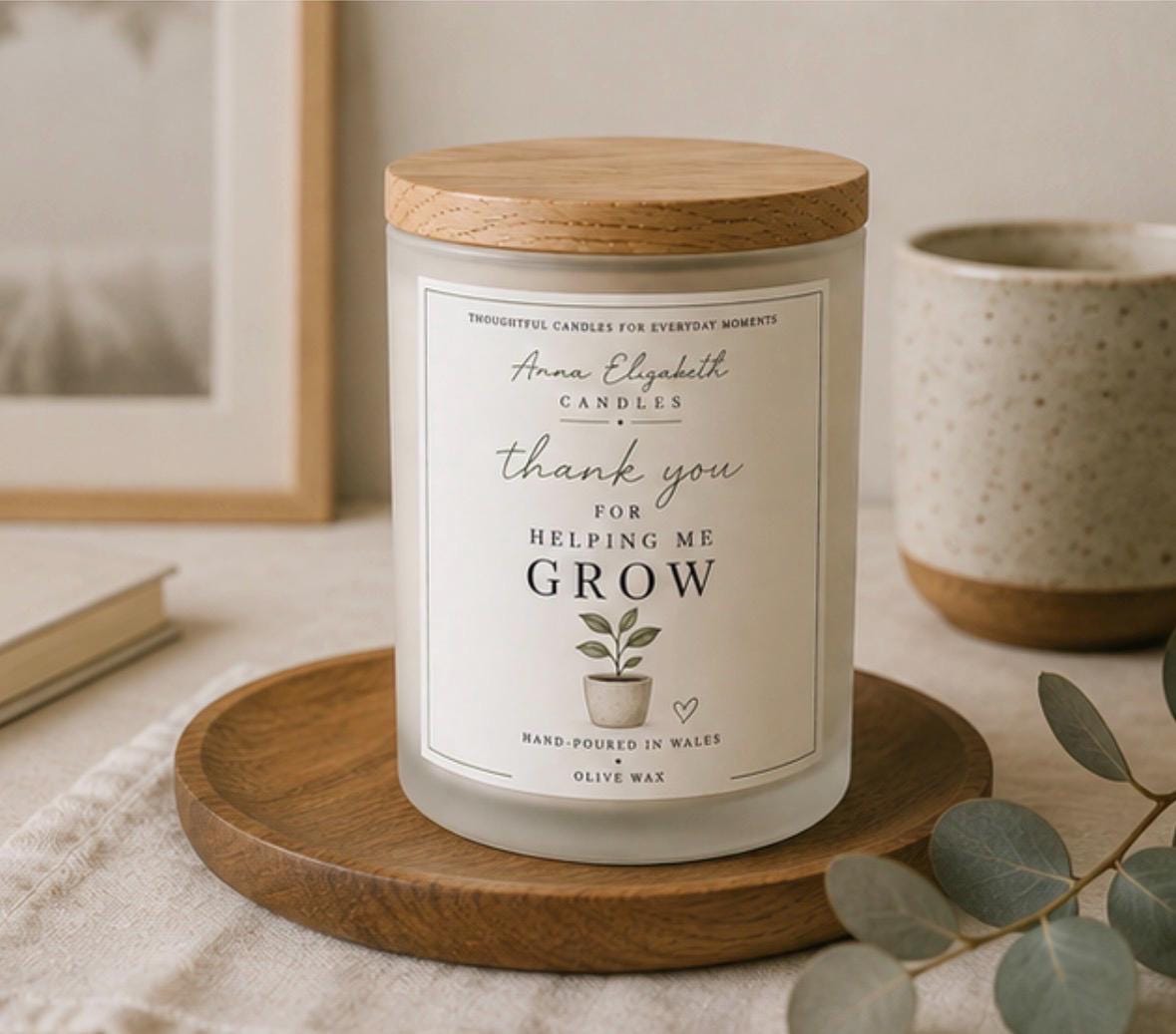 Thank You Teacher Candle, Thank You for Helping Me Grow, Teacher Gift, Teaching Assistant Gift, End of Term Gift, Nursery Teacher Gift