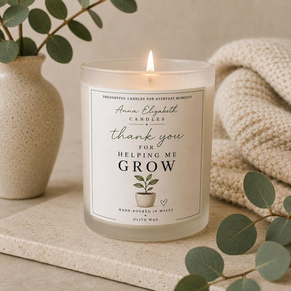 Thank You Teacher Candle, Thank You for Helping Me Grow, Teacher Gift, Teaching Assistant Gift, End of Term Gift, Nursery Teacher Gift
