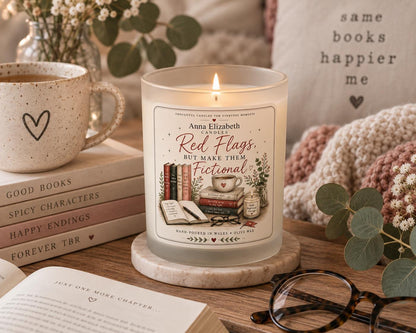 Romance Reader Candle, Red Flags But Make Them Fictional, Book Boyfriend Gift, Book Lover Gift, Funny Bookish Candle, Gift for Reader
