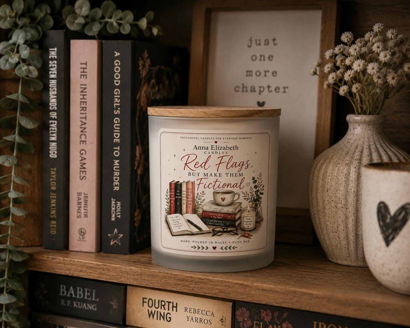 Romance Reader Candle, Red Flags But Make Them Fictional, Book Boyfriend Gift, Book Lover Gift, Funny Bookish Candle, Gift for Reader