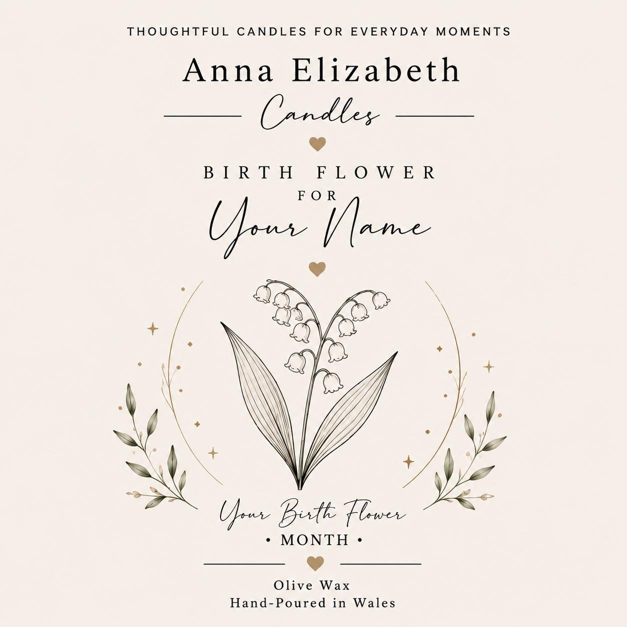 Personalised Birth Flower Candle, Birthday Gift for Her, Custom Name Candle, Birth Month Flower Gift, Best Friend Gift, Mum Sister Birthday