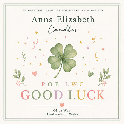 Welsh Good Luck Candle, Pob Lwc Gift, Good Luck Gift, Welsh Candle, New Job Gift, Exam Gift, Handmade in Wales, Welsh Event Candles
