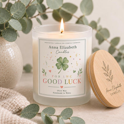Welsh Good Luck Candle, Pob Lwc Gift, Good Luck Gift, Welsh Candle, New Job Gift, Exam Gift, Handmade in Wales, Welsh Event Candles