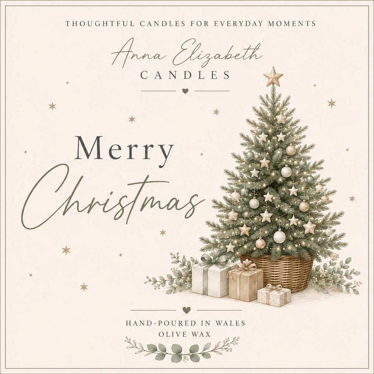 Merry Christmas Candle, Christmas Gift Candle, Festive Scented Candle, Christmas Tree Candle, Hand Poured in Wales, Xmas Gift