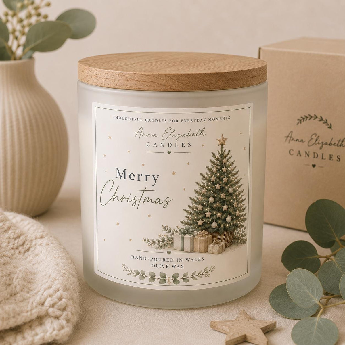 Merry Christmas Candle, Christmas Gift Candle, Festive Scented Candle, Christmas Tree Candle, Hand Poured in Wales, Xmas Gift