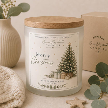 Merry Christmas Candle, Christmas Gift Candle, Festive Scented Candle, Christmas Tree Candle, Hand Poured in Wales, Xmas Gift
