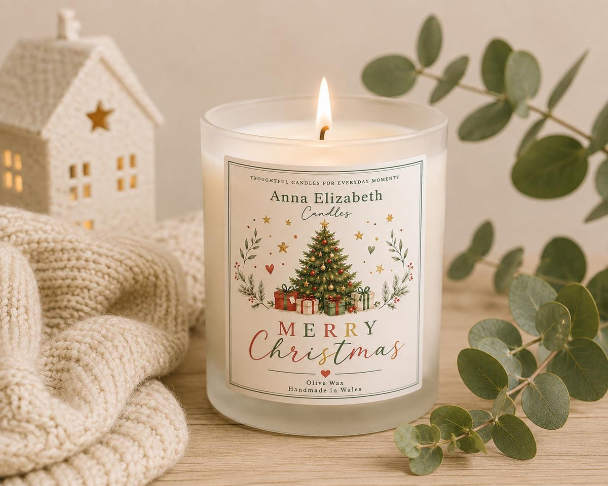 Merry Christmas Candle, Christmas Gift for Her, Secret Santa Gift, Stocking Filler, Festive Gift, Handmade Welsh Candle