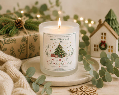 Merry Christmas Candle, Christmas Gift for Her, Secret Santa Gift, Stocking Filler, Festive Gift, Handmade Welsh Candle