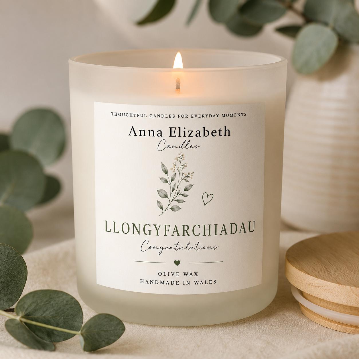 Llongyfarchiadau Candle, Welsh Congratulations Gift, Welsh Candle, Congratulations Gift for Her, Handmade in Wales