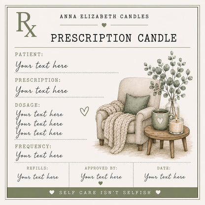 Prescription Candle, Custom Candle Gift, Funny Personalised Gift, Birthday Gift for Her, Teacher Gift, Mum Gift, New Home Candle