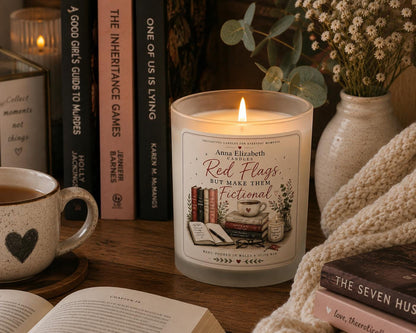 Romance Reader Candle, Red Flags But Make Them Fictional, Book Boyfriend Gift, Book Lover Gift, Funny Bookish Candle, Gift for Reader