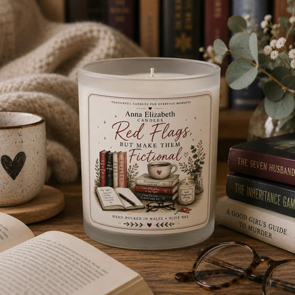 Romance Reader Candle, Red Flags But Make Them Fictional, Book Boyfriend Gift, Book Lover Gift, Funny Bookish Candle, Gift for Reader