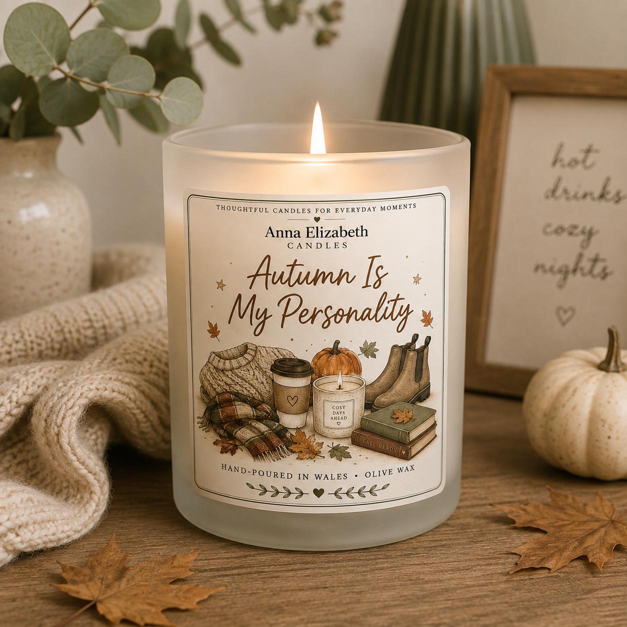 Autumn Is My Personality Candle, Autumn Candle, Autumn Lover Gift, Cosy Candle, Autumn Gift for Her, Pumpkin Season Gift, Cosy Home Gift