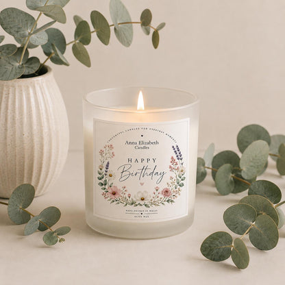 Birthday Gift for Her, Happy Birthday Candle, Birthday Candle Gift, Gift for Mum, Sister or Friend, Floral Candle