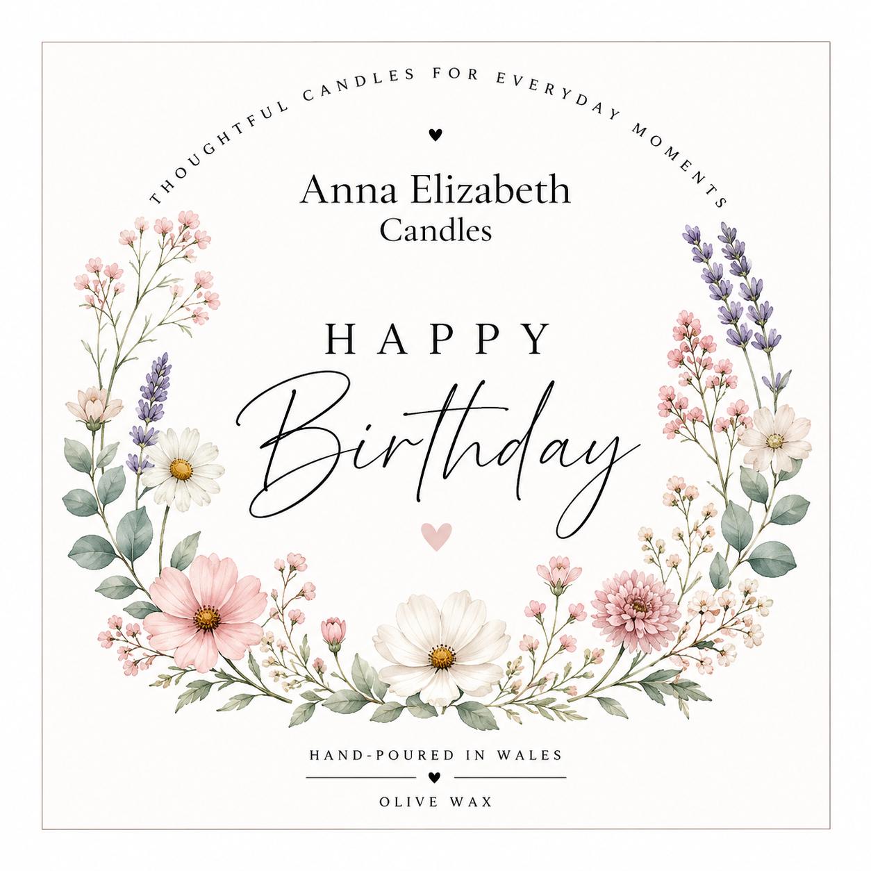 Birthday Gift for Her, Happy Birthday Candle, Birthday Candle Gift, Gift for Mum, Sister or Friend, Floral Candle