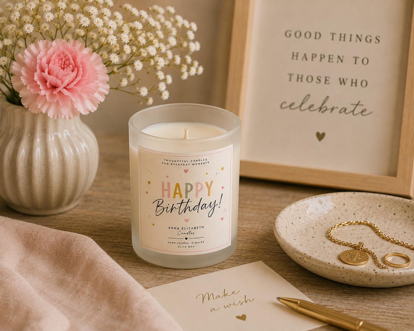 Birthday Gift for Her, Happy Birthday Candle, Cute Birthday Gift, Candle Gift for Her, Birthday Present for Mum, Sister, Friend