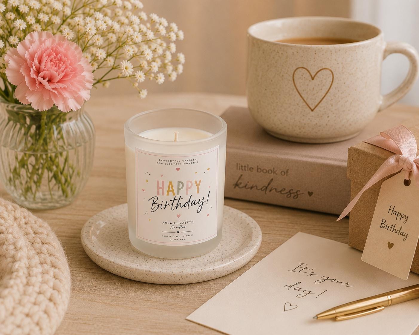 Birthday Gift for Her, Happy Birthday Candle, Cute Birthday Gift, Candle Gift for Her, Birthday Present for Mum, Sister, Friend