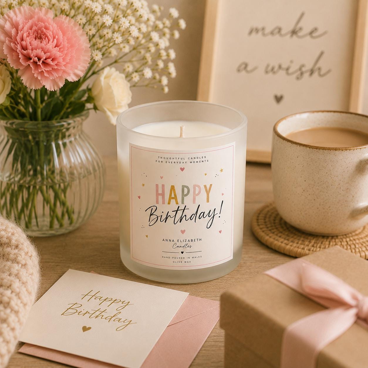 Birthday Gift for Her, Happy Birthday Candle, Cute Birthday Gift, Candle Gift for Her, Birthday Present for Mum, Sister, Friend