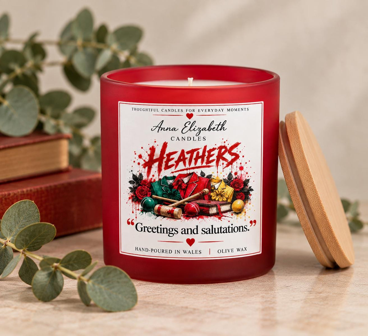 Heathers Candle, Musical Theatre Candle, Heathers Musical Gift, Theatre Lover Gift, Red Candle, West End Gift, Personalised Candle